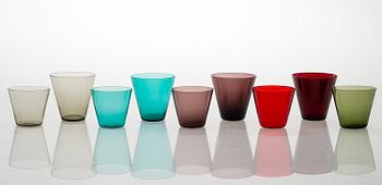 KAJ FRANCK, A set of 15 drinking glasses "Kartio", Nuutajärvi mid 20th century.