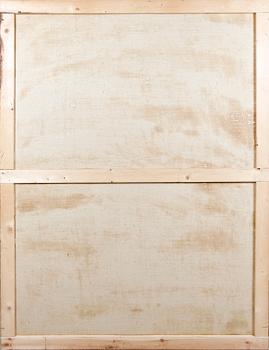 VÄGGFÄLT, 2 st, olja på duk, 1900-talets mitt.