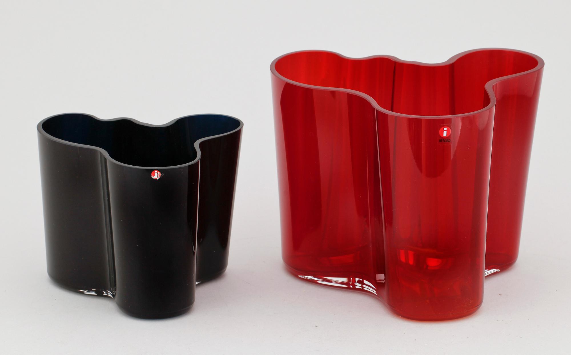VASER, 2 st, glas, Savoy, Alvar Alto, Iittala.