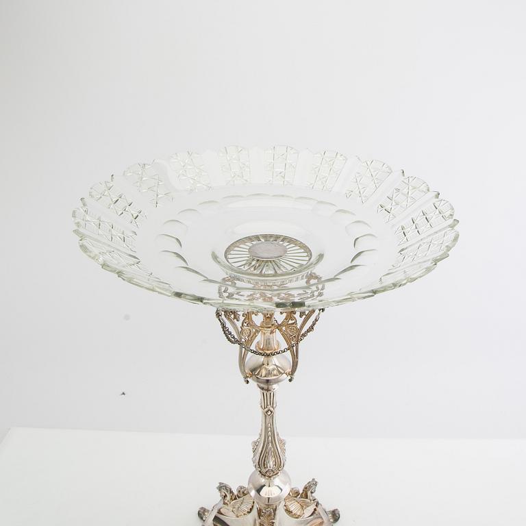Essay bowl Neoclassical style first half of the 20th century, silver plate and glass.