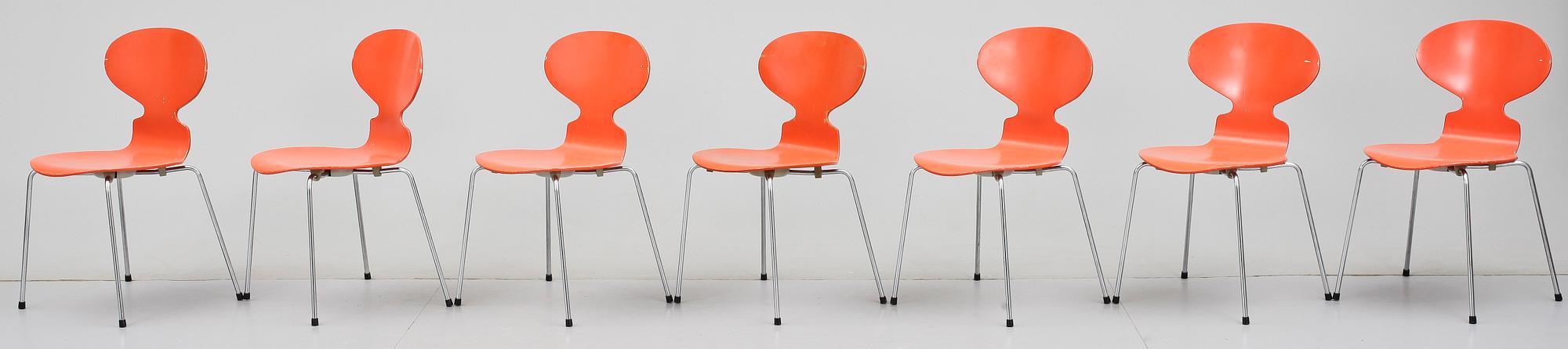 STOLAR, 7 st, "Myran", Arne Jacobsen för Fritz Hansen, 1985.