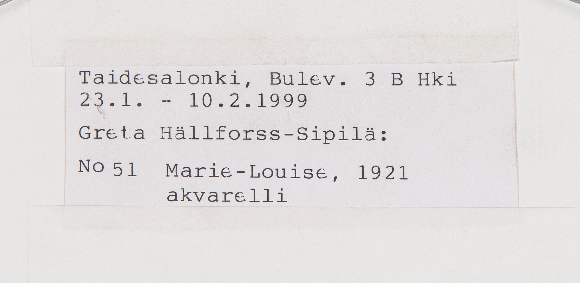 Greta Hällfors-Sipilä, "Marie-Louise".
