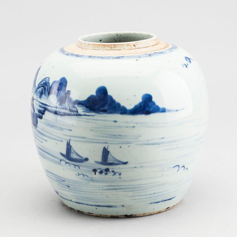 A Chinese 19th century porcelain blue and white urn.