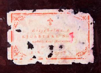 LJUSSTAKE, trä, "Liljeholmens nr:7", Carl Malmstens.