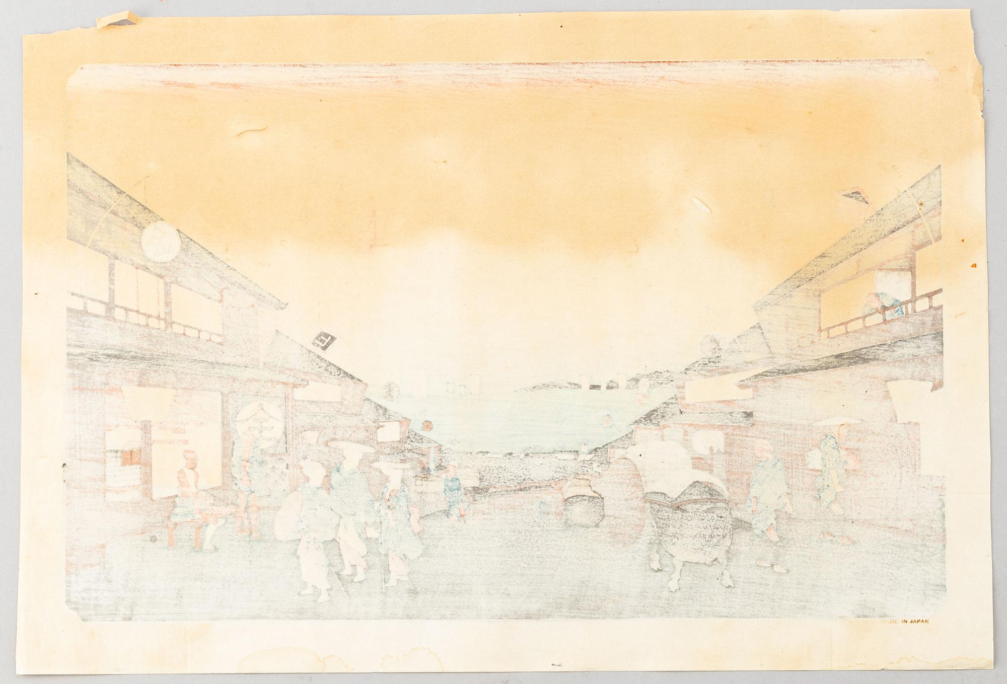 Utagawa Hiroshige, efter, färgträsnitt. Japan, 1900-tal.