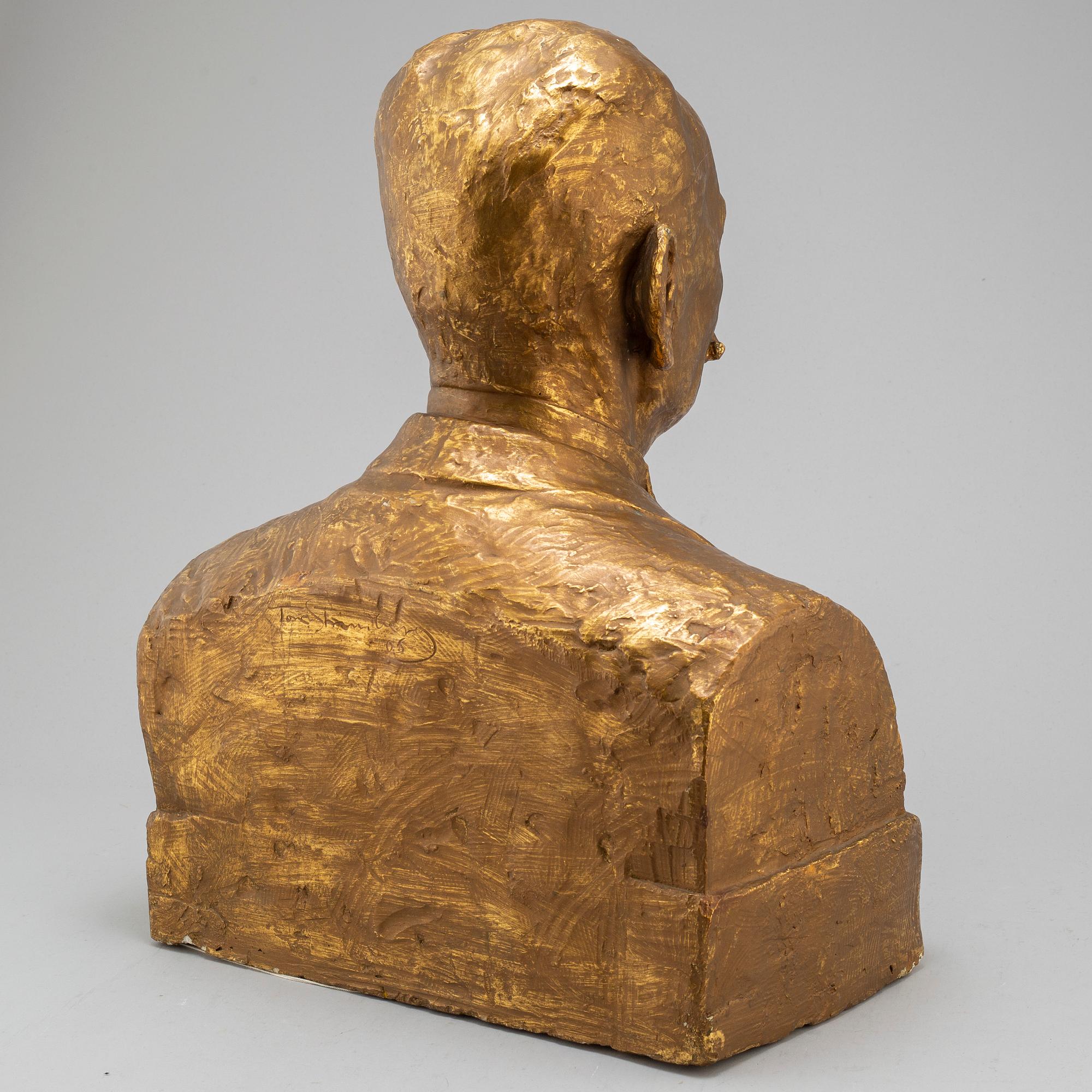 TORE STRINDBERG, a gold patined plaster sculpture, signed and dated -06.