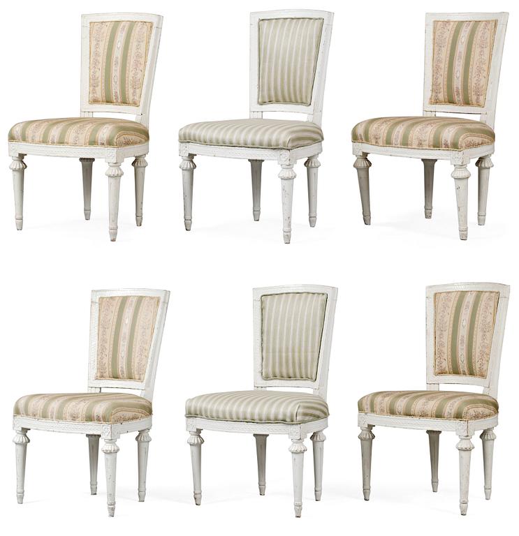 Six Gustavian chairs.