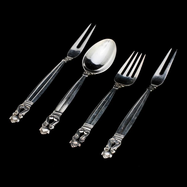 BESTICK, 4 delar, silver, "Konge", Johan Rohde, Georg Jensen. Vikt 110 g.