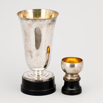 POKALER, 2 st, silver. Stockholm, 1900-tal.