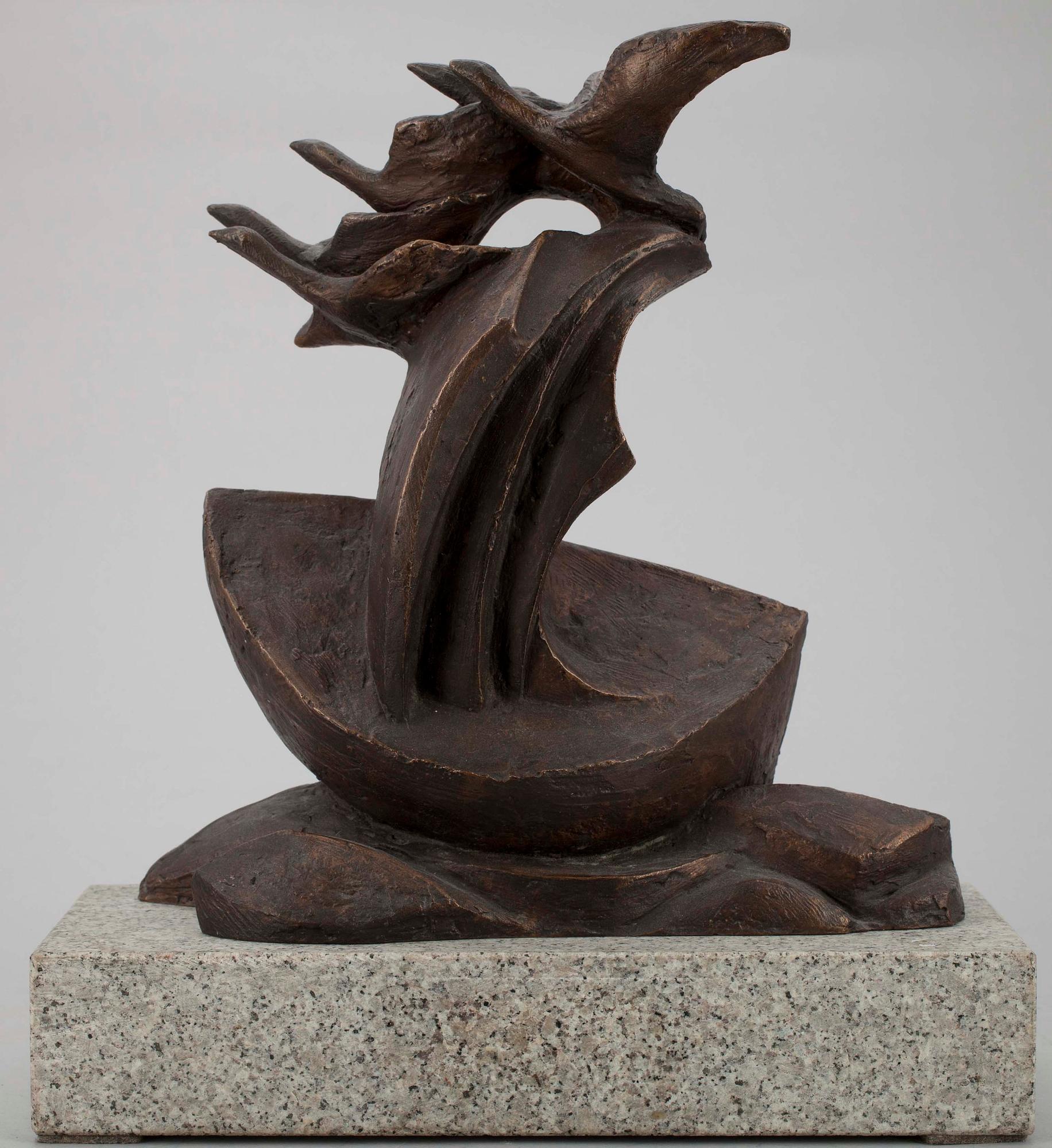 LISE AMUNDSEN, FÅGLAR. Brons, sign. 1987.