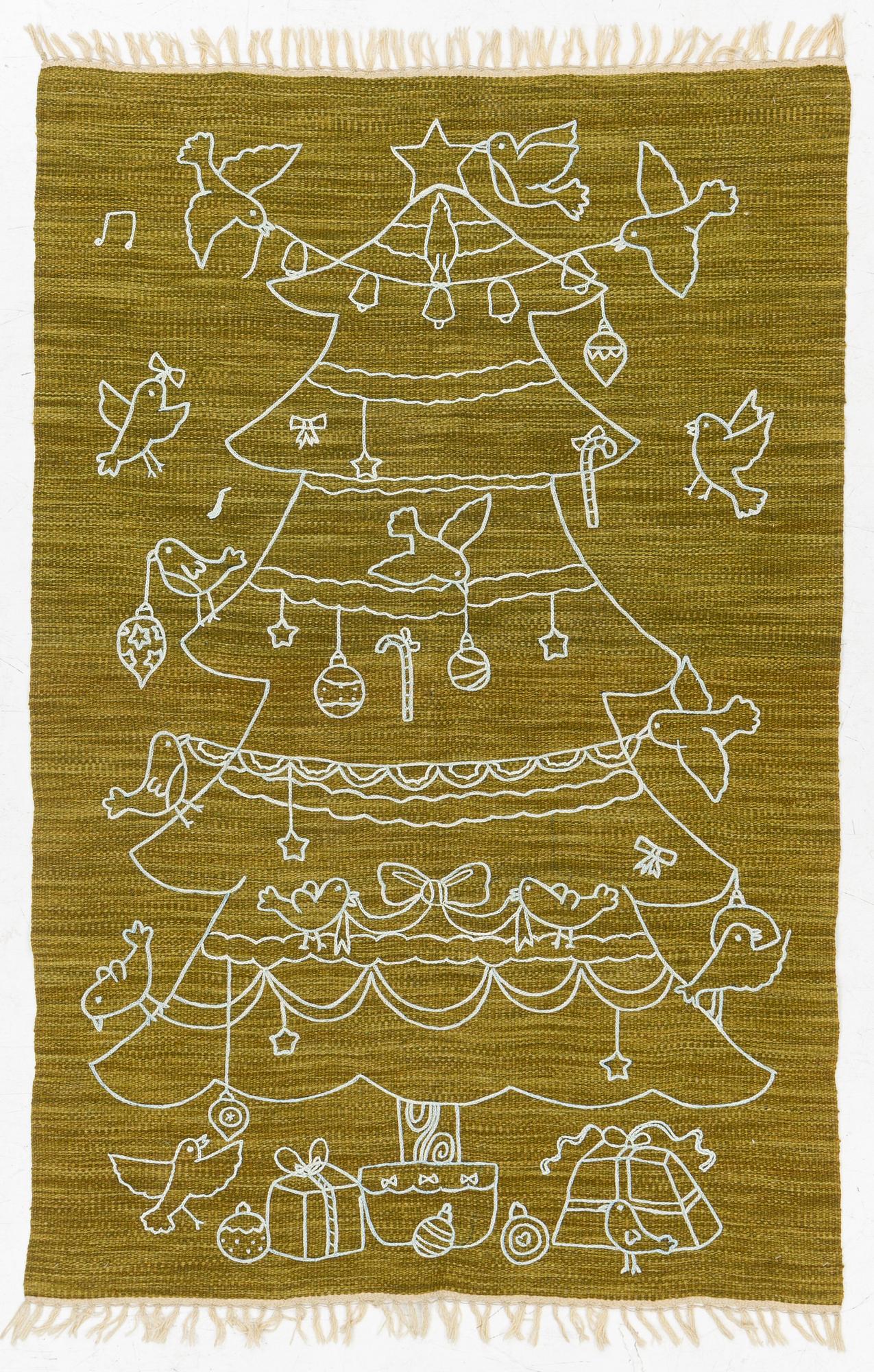 A hand-embroidered Kilim rug, c. 179 x 118 cm.
