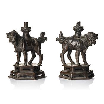 1239. A pair of bronze joss stick holder, Yuan/Ming dynasty.