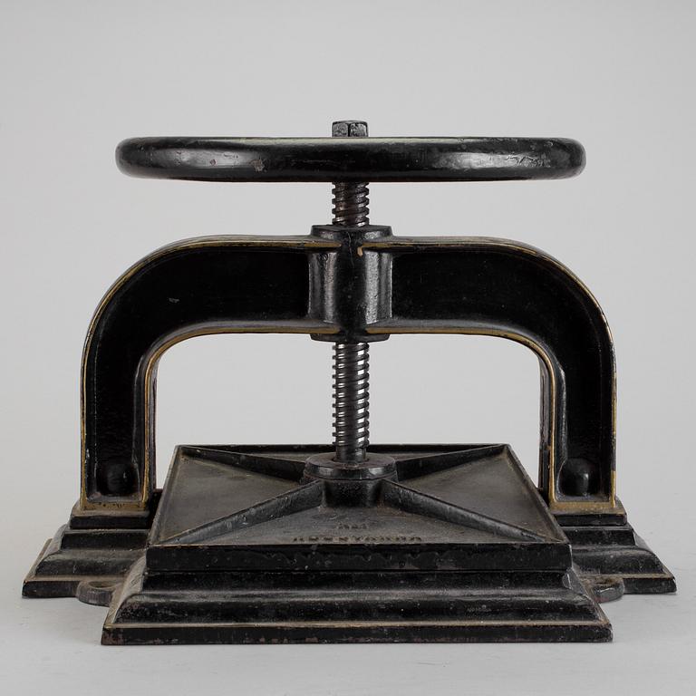 BOKPRESS, gjutjärn, No 1, Husqvarna, 1900-talets början.