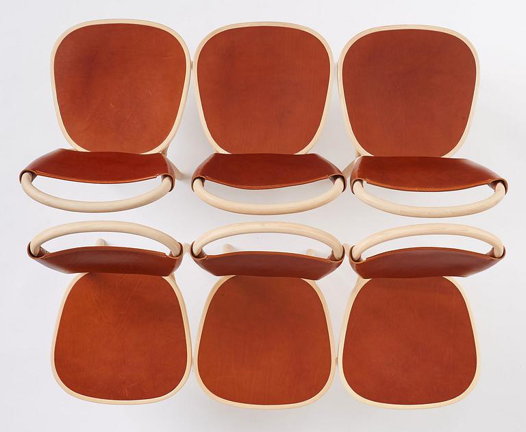 Jonas Bohlin, a set of six 'Vilda 3' chairs from Gemla, Diö, Sweden, 2018.