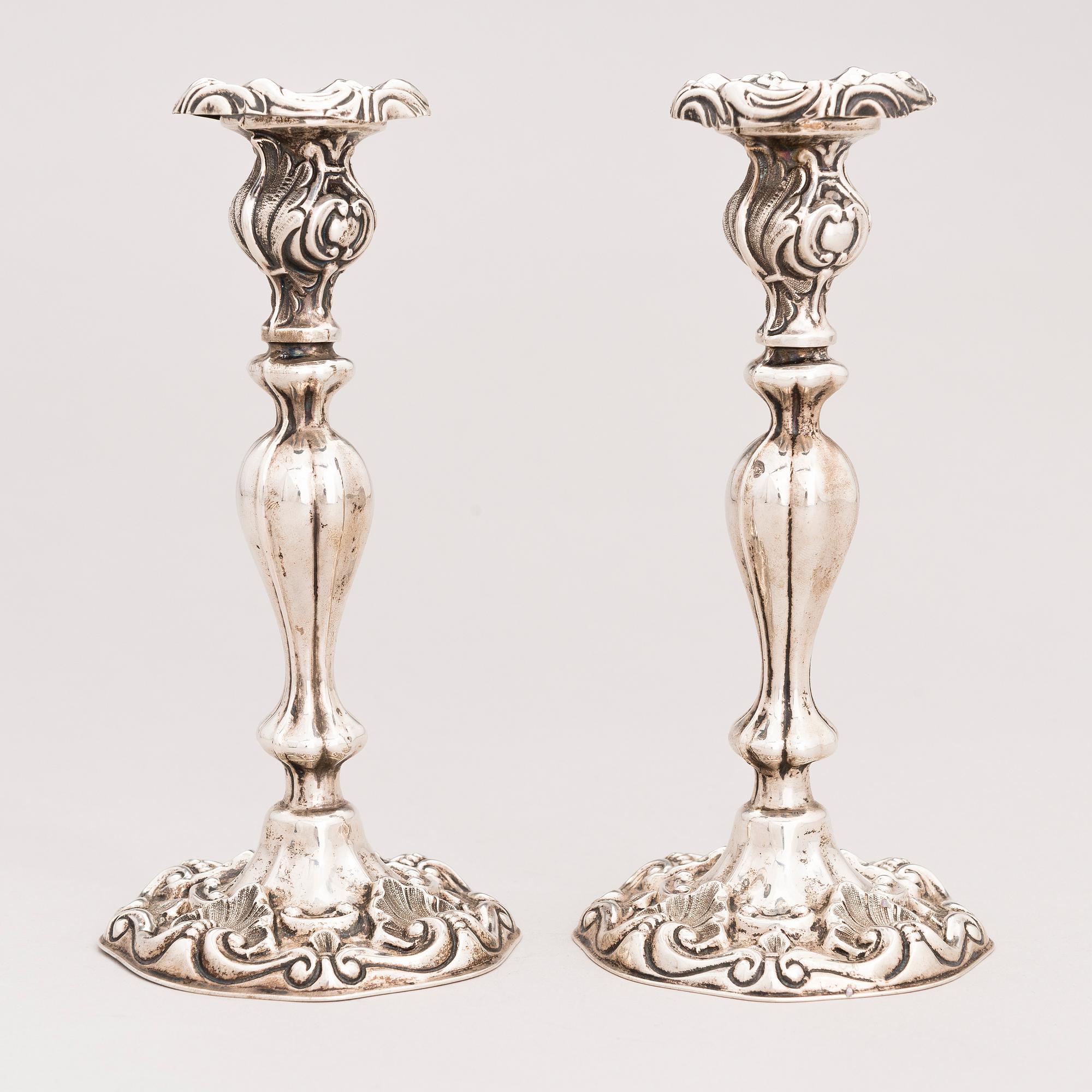 A pair of silver candlesticks, Stockholm 1861.