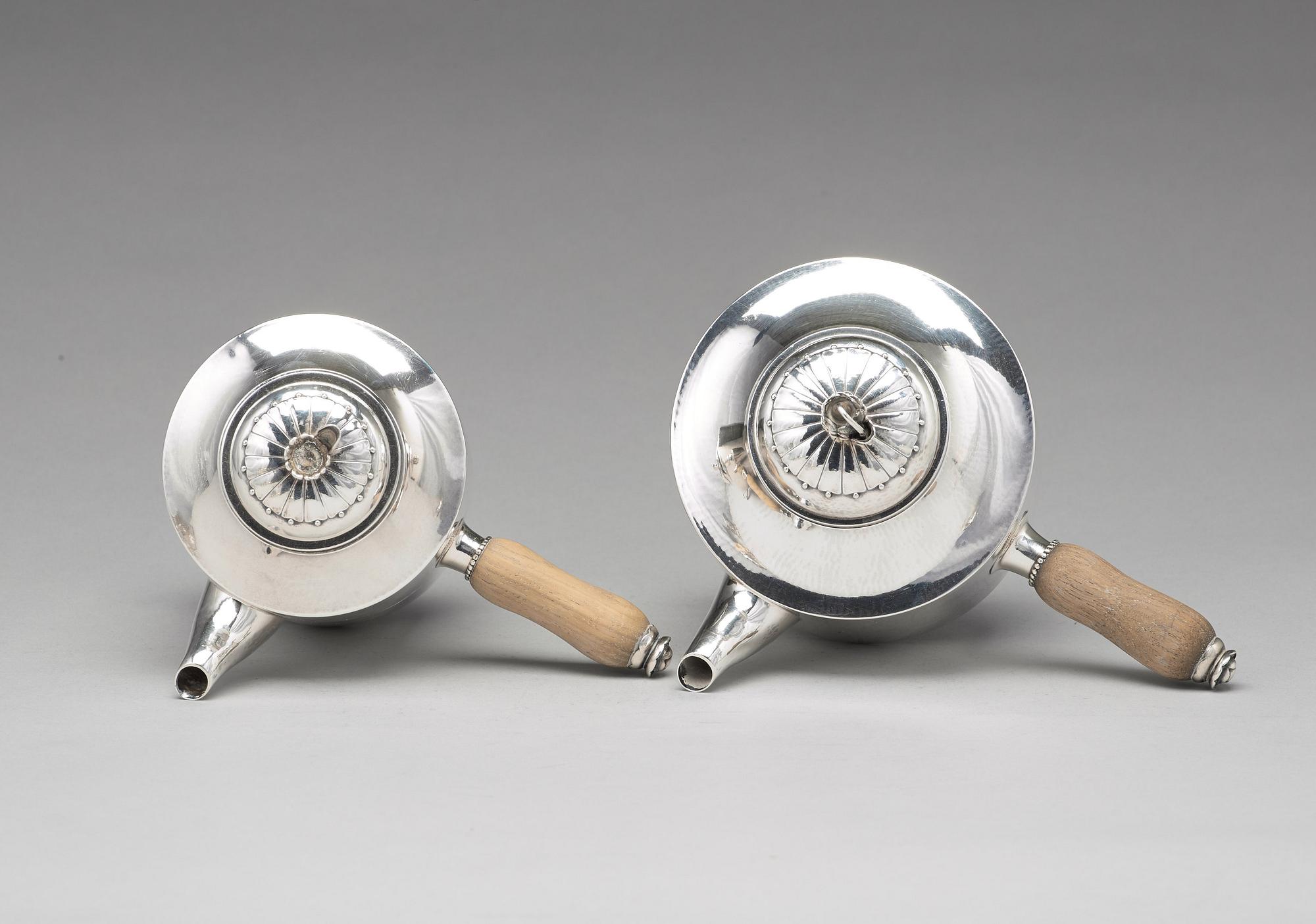 Georg Jensen, te- och kaffeservis, 5 delar med bricka, Argenterie d'Art de Georg Jensen, Köpenhamn ca 1930-1938.