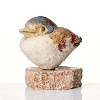 Tyra Lundgren, a stoneware sculpture of a bird, own studio, Bredkvie, Sweden.