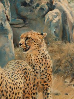 Donald Grant, Cheetah beside a cliff.