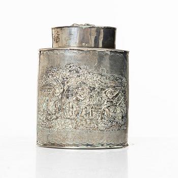 A German silver tea caddy, first half of the 20th century.