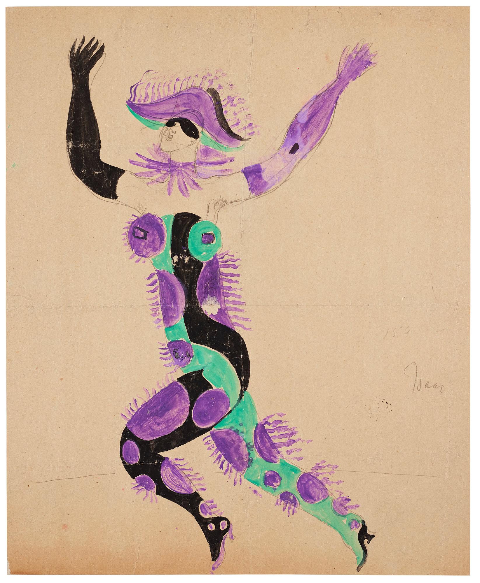 Isaac Grünewald, Costume sketch - dancing woman.