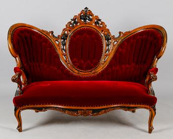 SOFFA SAMT STOLAR, 2 st, sent 1800-tal.