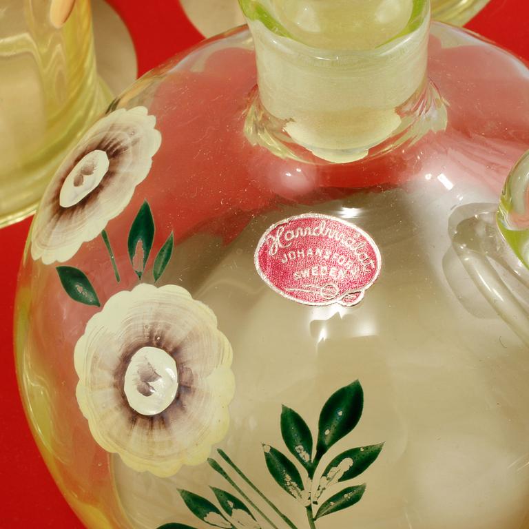 SAFTSERVIS, 8 delar, glas, Johansfors Glasbruk, omkring 1900-talets mitt.