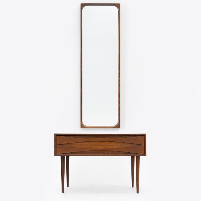 Nils Klausen, a mirror and chest of drawers, Centralmöbler Bolighus, Odense, Denmark, 1960s.