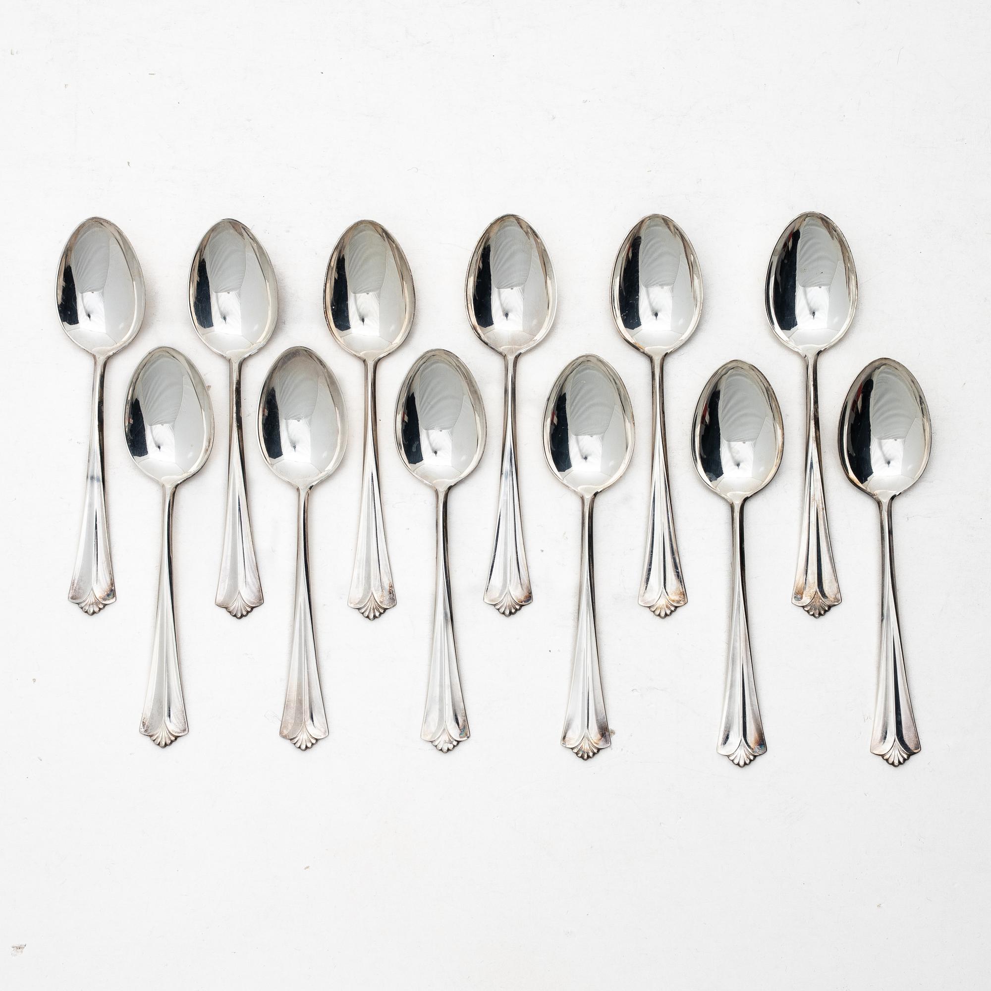 David Andersen, dessert spoons, 12 pcs, silver, Norway.