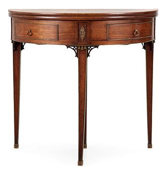 524. A late Gustavian late 18th Century mahogny card table.