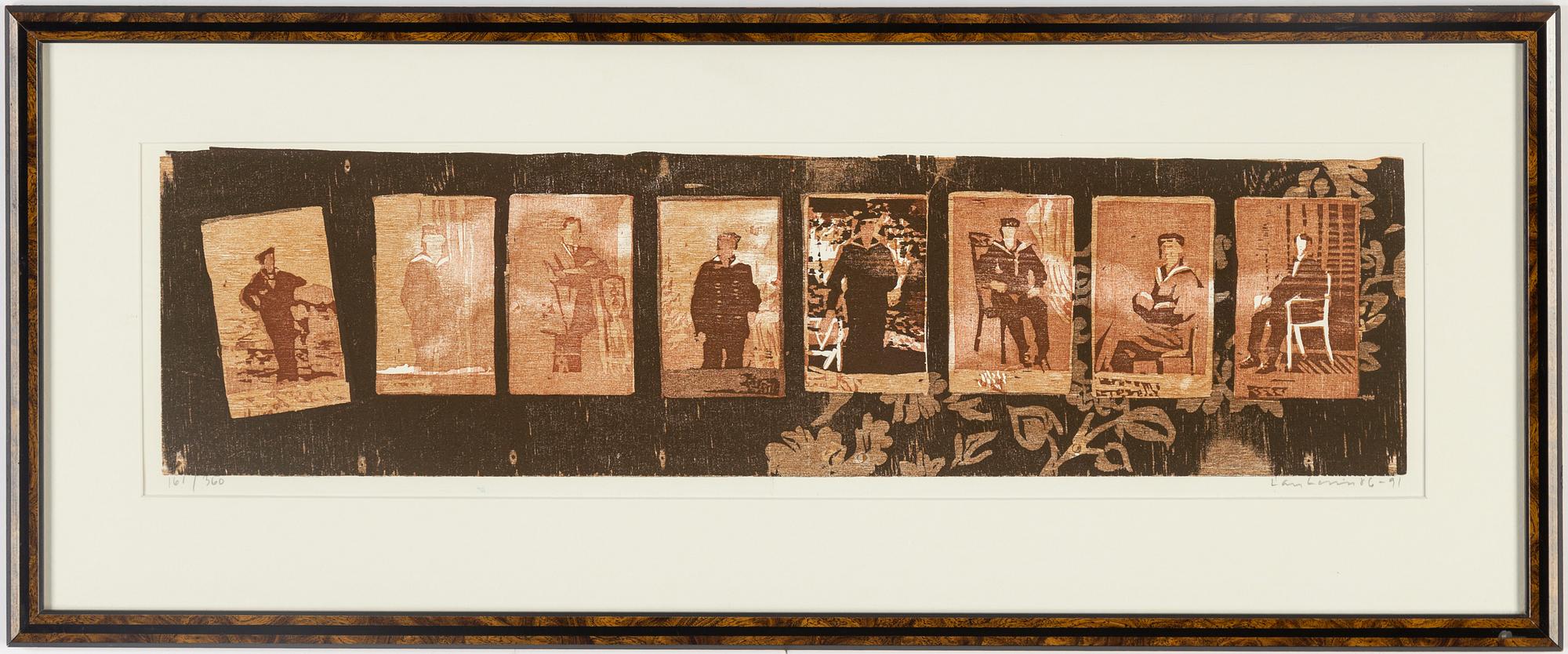 LARS LERIN, wood cut, signed and dated 86-91. Numbered 161/360.