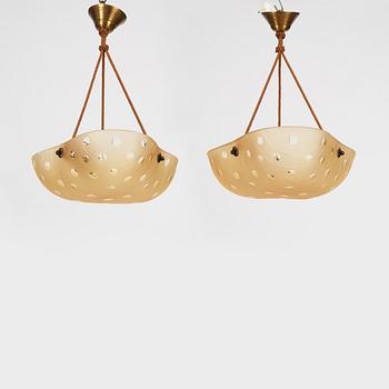 Swedish Modern, a pair of ceiling lamps, 1930s-1940s.