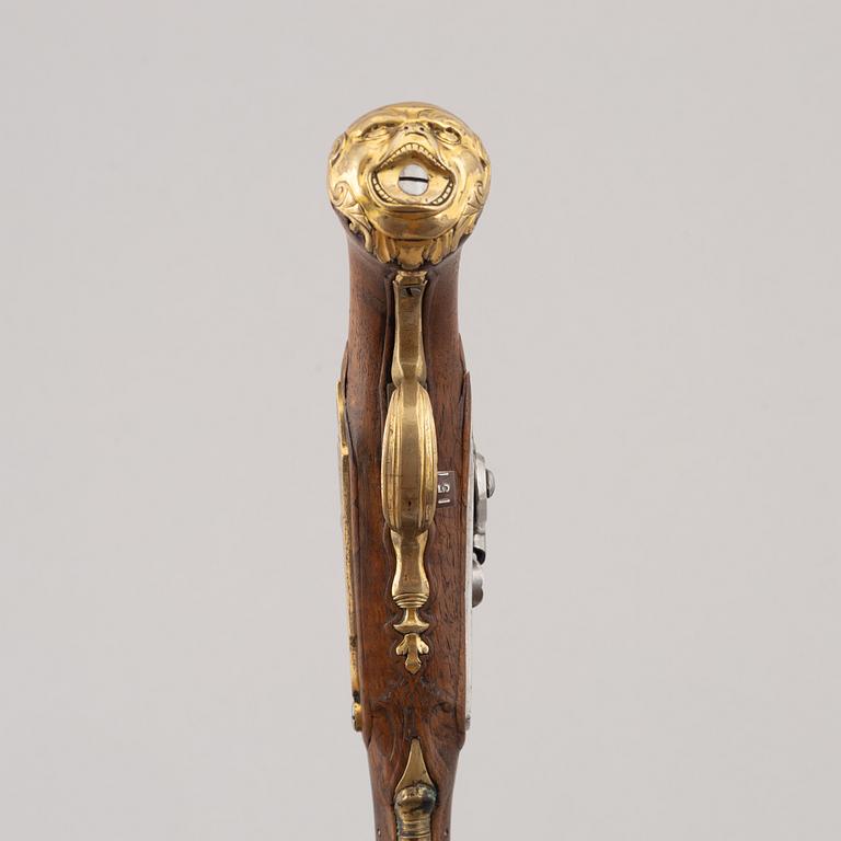 Percussion pistol, converted from flintlock, Anton Gerhardt Stockholm (1705-49).