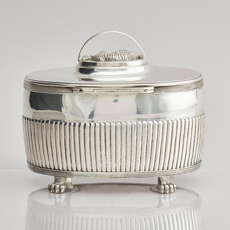 A Swedish early 19th century silver sugar casket, mark of Gustaf Folcker, Stockholm 1818.