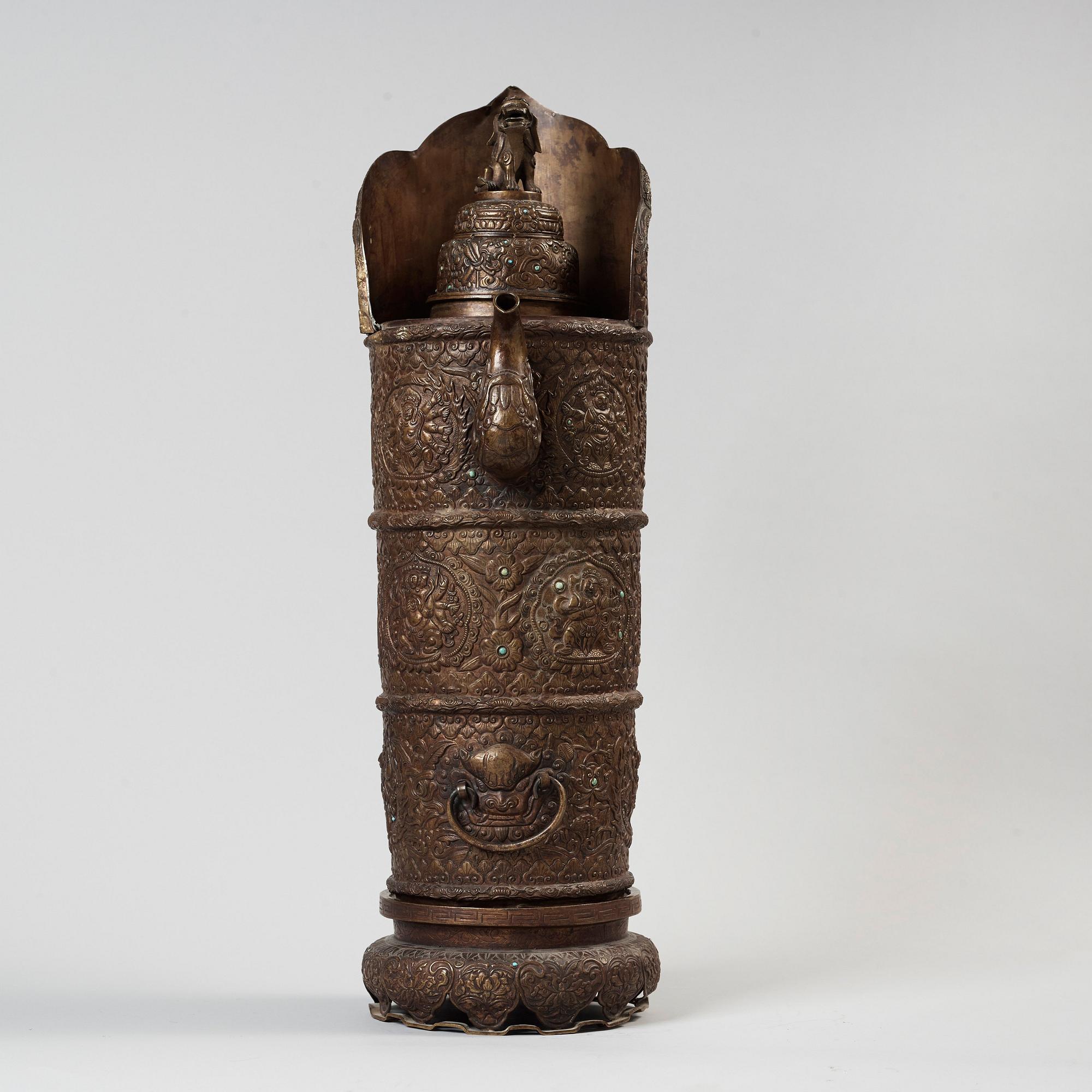 A Ceremonial ewer 'Duomuhu' with cover, Tibet 19th century.
