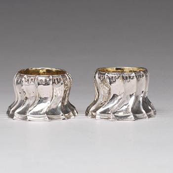 A pair of Swedish 18th century parcel-gilt silver salt cellars, mark of Olof Löfvander, Luleå 1783.