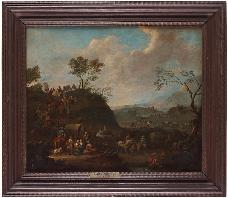 Karel Breydel, Extensive landscape with resting figures.