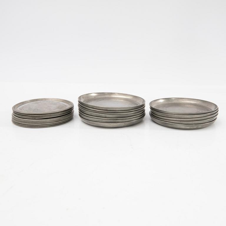 Just Andersen, glass coasters and cups, 23 + 2, Denmark, first half of the 20th century.