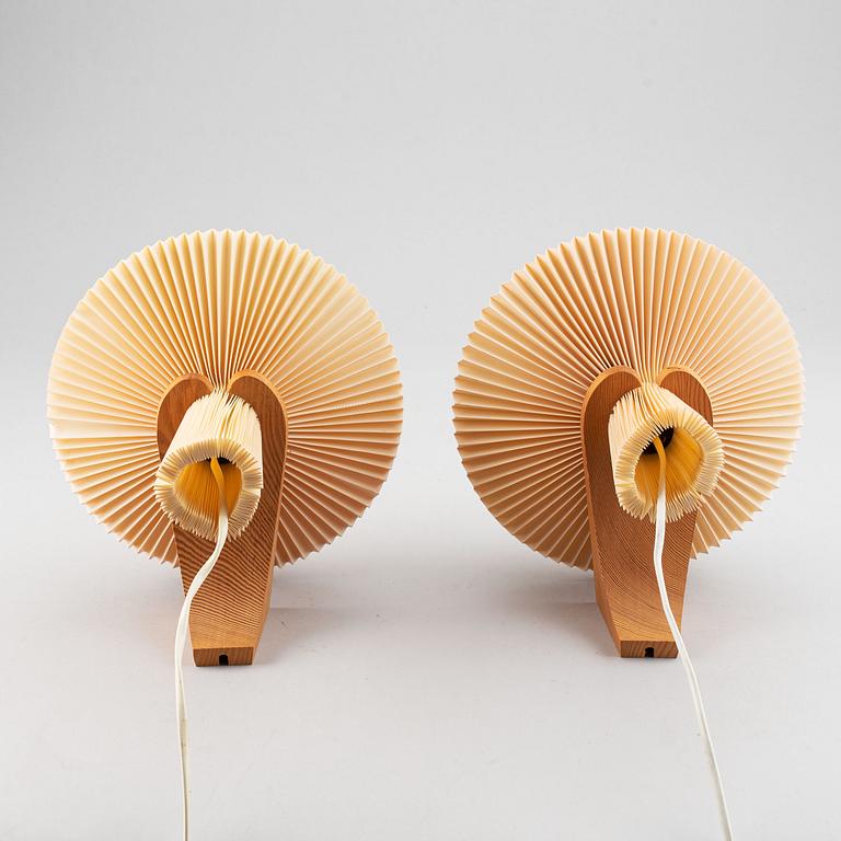 Vilhelm Wohlert, a set of two late 20th century model 204 wall lights for Le Klint, Denmark.