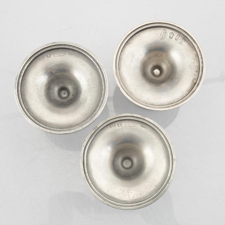 Edvin Ollers, candlesticks 6 pcs, pewter, Stockholm, 1937-1988.