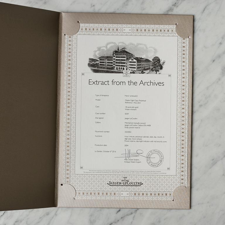 JAEGER-LeCOULTRE, Master Eight Days Perpetual, wristwatch, 41,5 mm,