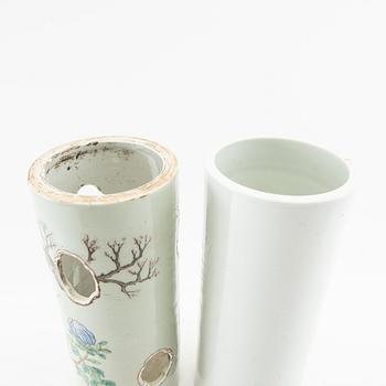 Brush pots 2 pcs China 20th century porcelain.