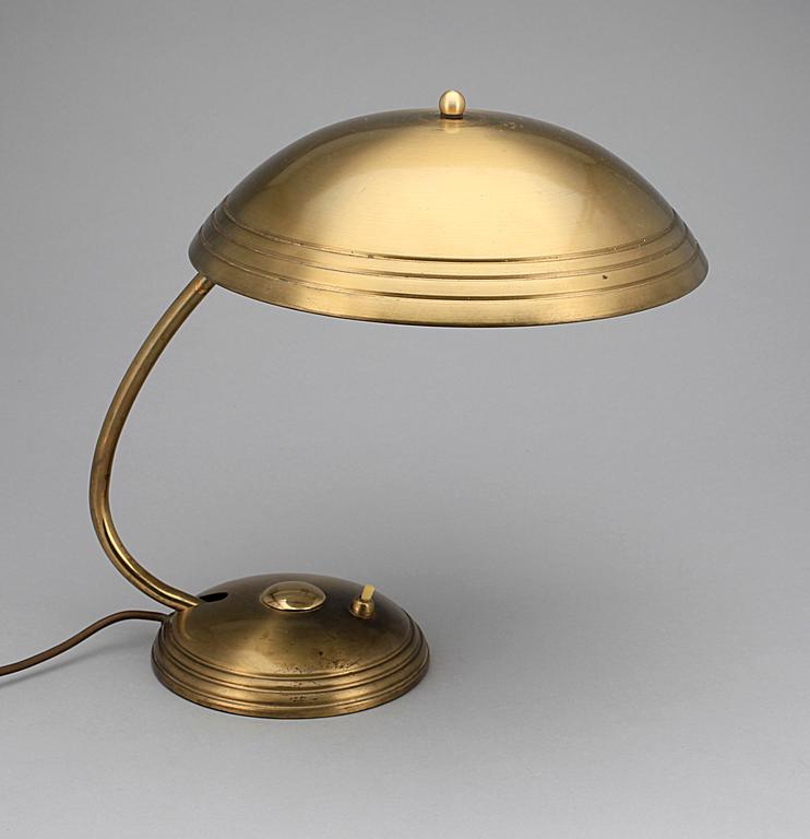 BORDSLAMPA, mässing, 1930/40-tal.