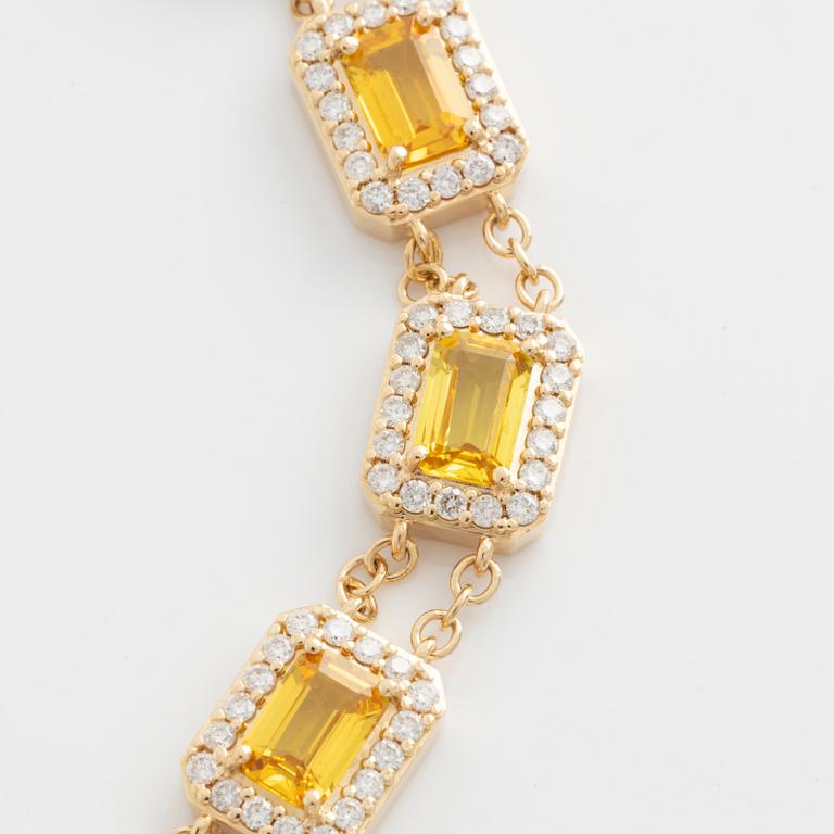 Bracelet with yellow sapphires and brilliant-cut diamonds.