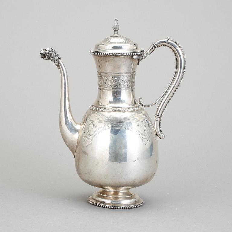 KAFFEKANNA, silver, Prahl, Köpenhamn 1870. Vikt ca 696 gram.