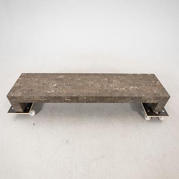 A late 20th century/21 st century travertin coffee table/sideboard.