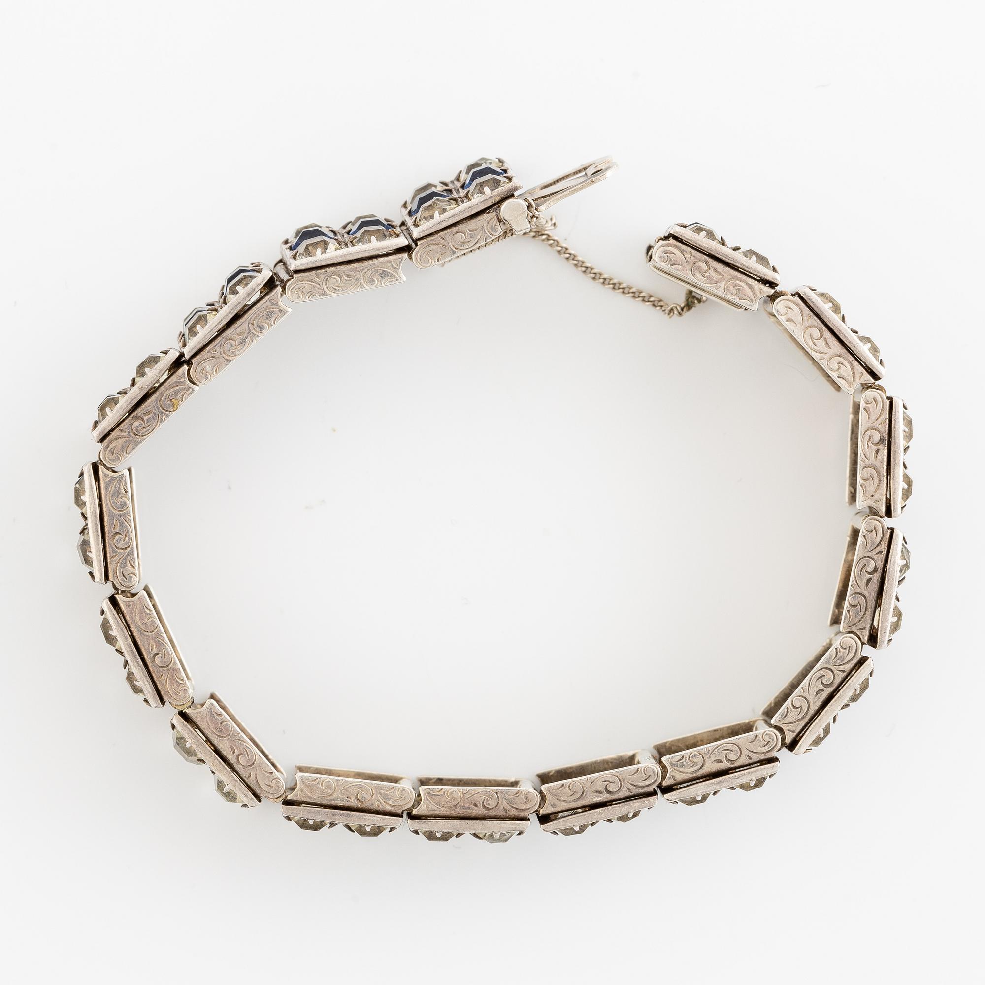 Armband, silver med pastestenar.