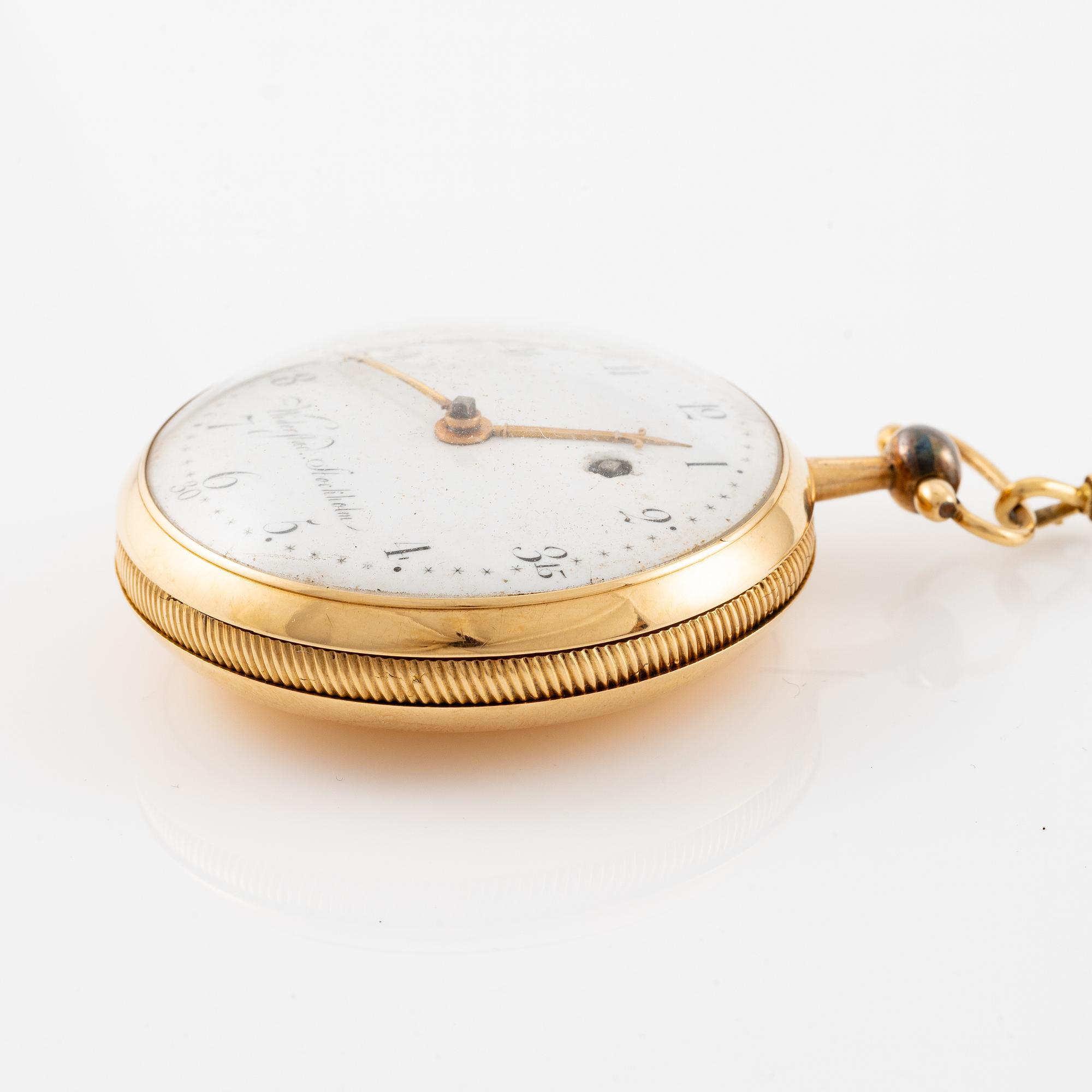 An 18k gold pocket watch by J. Widerstad (watchmaker in Stockholm 1785-1834).