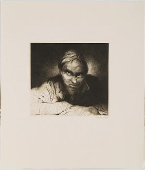ETCHINGS, 6 pieces, one of wich Hans Wigert.