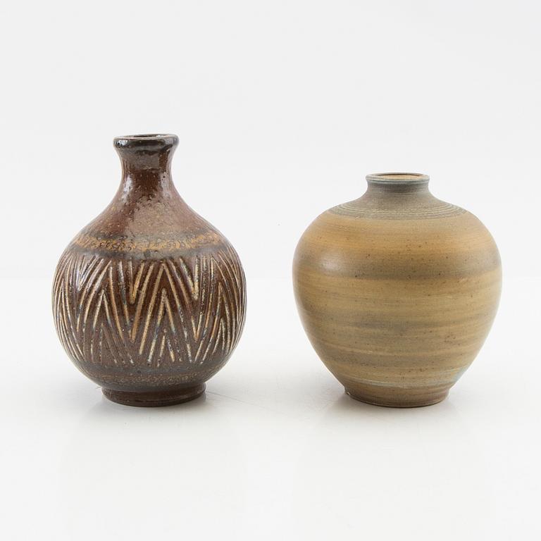 Arthur Andersson vases, 8 pieces, Wallåkra, mid-20th century stoneware.