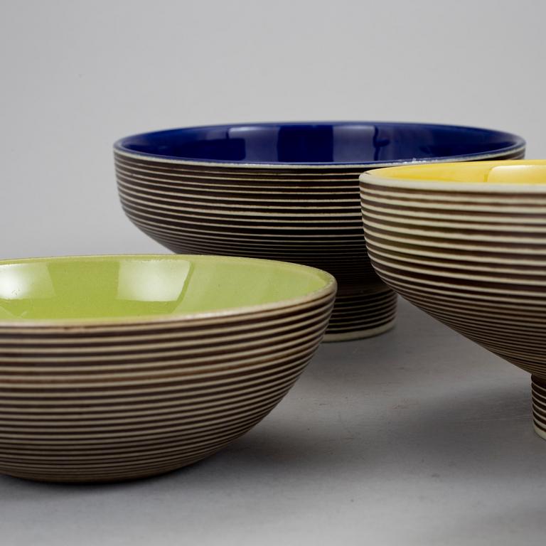 CARL-HARRY STÅLHANE, skålar, 6 st, stengods, "Entré", Rörstrand, 1957-60.